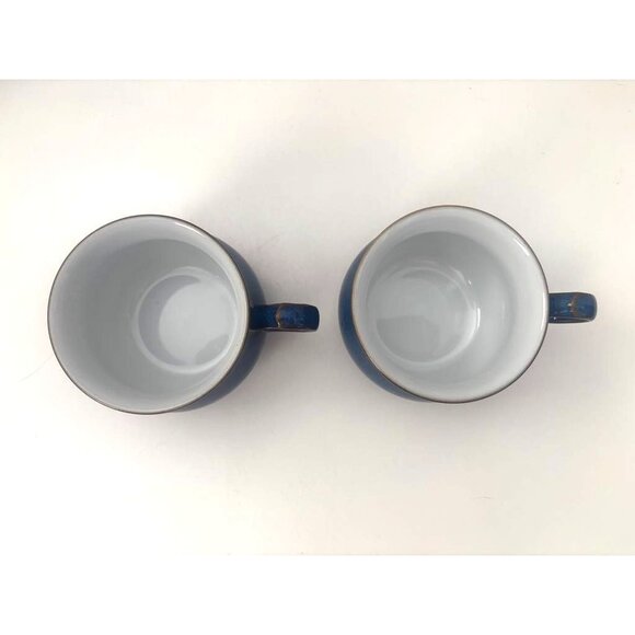 DENBY LANGLEY Imperial Blue Cup & Saucer Sets Set of 2  UK Pottery Dark Blue - Picture 2 of 6